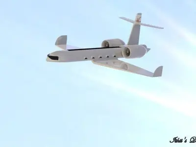Jet private flying in sky Free 3D model