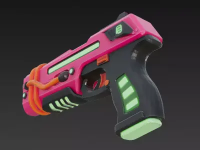 Cartoon Cyber Pink Black Pistol 3D Model PBR 3D model