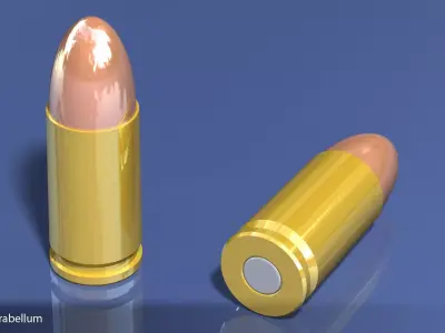 9x19mm Parabellum Cartridge Free 3D model