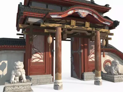 Luxury Gate of Ancient Asian Architecture 3D model