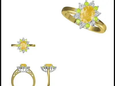 JCD Format Antique color stone rings cad cam jewelry design 3D print model