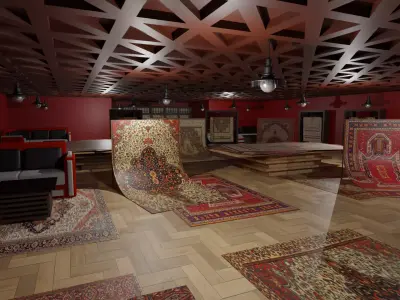 Carpet Rug Store Low-poly 3D model