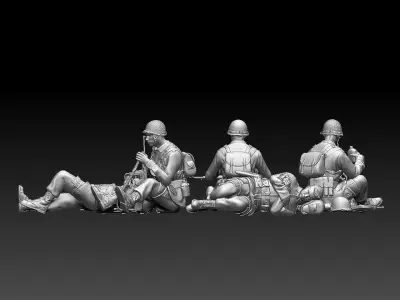 American soldiers ww2 3D print model