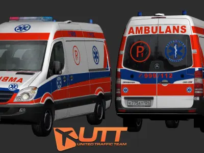Mercedes benz Sprinter Ambulance Low-poly 3D model