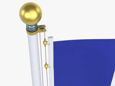 FranceFlagStandPoleAnimated 3D model