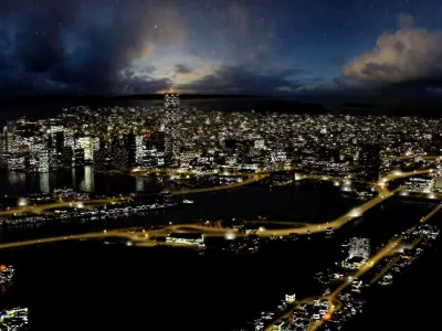 Miami Florida Night Time City 3D model