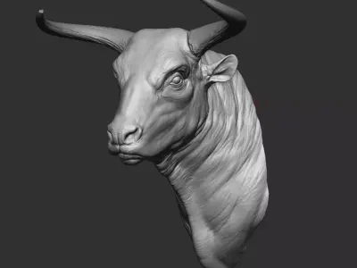 Bull Head Sculpture for 3D Printing Realistic Bust 3D print model