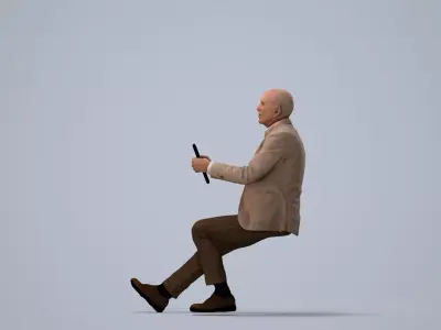 00134Pascal008 - Senior Caucasian man sitting in office wearing 3D model