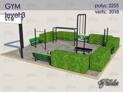 Gym Level Low-poly 3D model 2