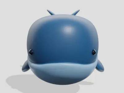 Cute little whale  Low-poly 3D model