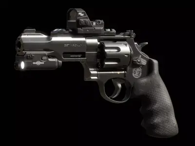 Smith and Wesson MP R8 Revolver Low-poly 3D model