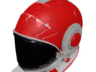 Retro Space Helmet with Scratched Visor 3D model