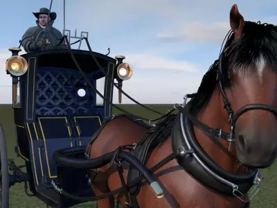 London cab cabman horse 3D model