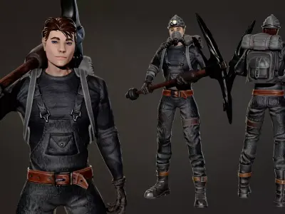 Modular Miner Duo  3D Character Pack Low-poly 3D model