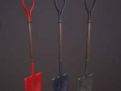 Shovel with 3 texture sets Low-poly 3D model