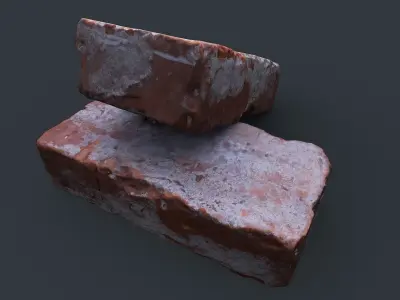 Brick 1 PBR Game Ready two bricks Low-poly 3D model
