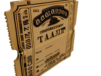 Vintage Train Ticket Game Prop 3D model