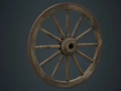 Wagon Wheel 1C Low-poly 3D model