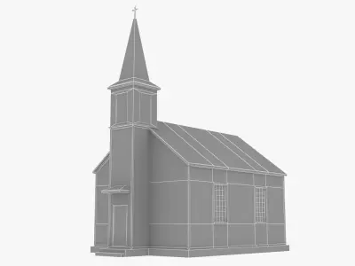 White Church Low-poly 3D model
