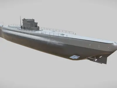Submarine Low-poly 3D model 8
