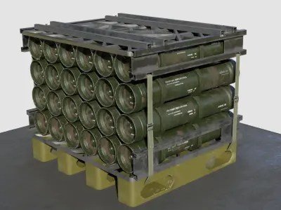 Military Cartridge Cargo weapons  4k pbr textures Low-poly 3D model