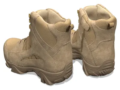Military Tactical Desert Combat Ankle Boots Low-poly 3D model
