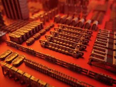 Sci Fi Array - 100 plus 100 Pieces Kitbash Set Low-poly 3D model