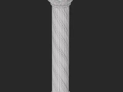 Romanesque stone column Low-poly 3D model