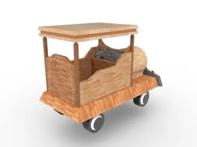 Train with Train Station Scene - LowPoly PBR GameReady Low-poly 3D model