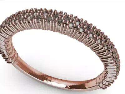 Antique Style Diamond Half Eternity Ring Band 3D print model purchase