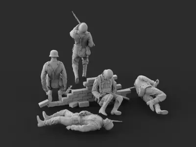 soldiers group of people 3D print model