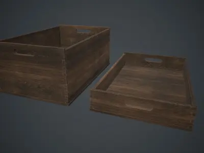 Wooden Crate 1 PBR Game Ready Low-poly 3D model