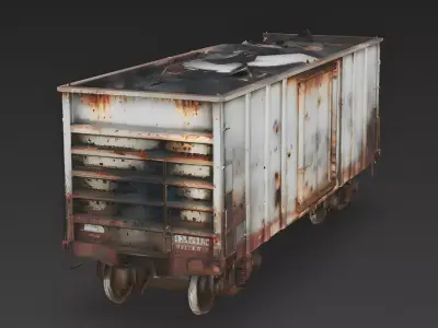 Realistic Full Rusted Freight Car 3D Model Low-poly 3D model purchase