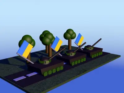 Tank T 72 Low-poly 3D model