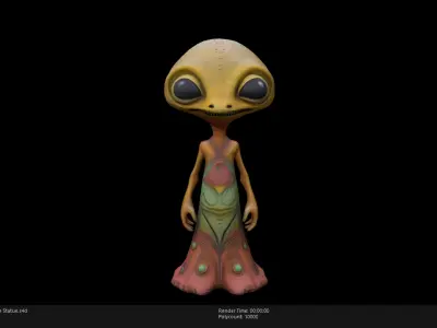 Low Poly Stylized Alien Statue Low-poly 3D model
