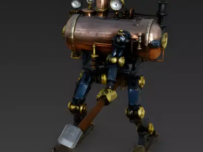 Copper Boiler Steam Walker 3D Model Low-poly 3D model