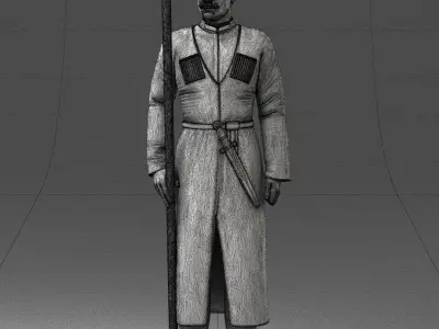 000107 Cossack Guard Soldier in Traditional Uniform 0116 3D model