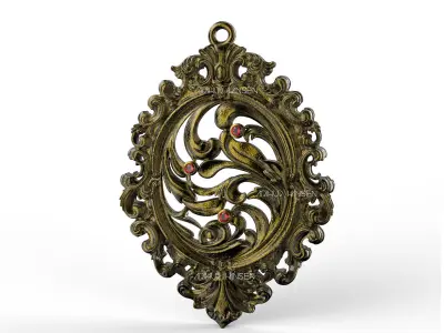 Vintage Oval Pendant 3D print model