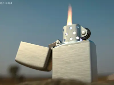 Classic Oil Lighter with Flame VDB for Blender 3D model