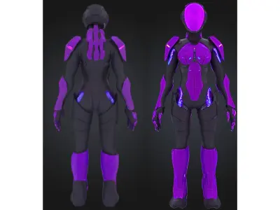 Futuristic Female Android Low-poly 3D model purchase