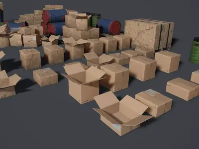 Props for the storage house Set 1 UE4 Low-poly 3D model