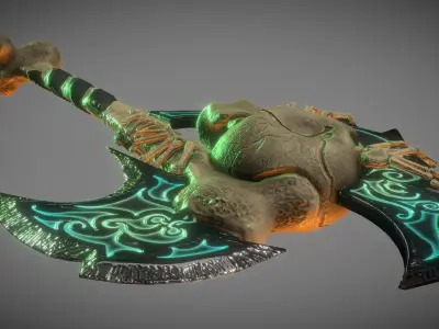 Skelton Axe Low-poly 3D model