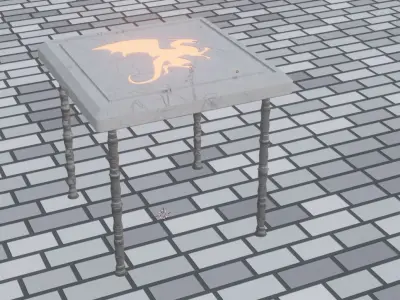 Dragon Carved Table with four legs 3D model