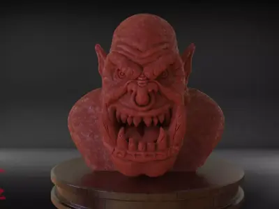 Orc Bust Eyes and Ears Part 2 Timelapse and Model 3D print model