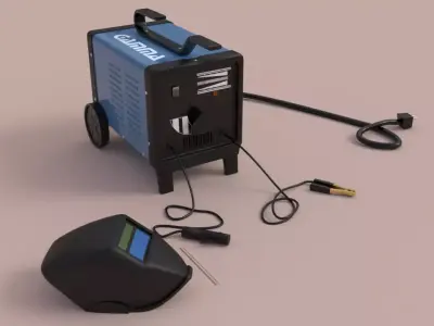 PBR Gamma ARC Welding Machine 2 Electrodes FREE Welding Helmet 3D model