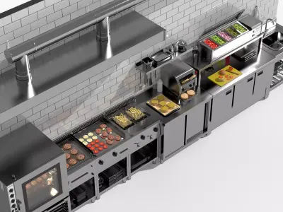 Kitchen Production Line 3D Model Low-poly 3D model