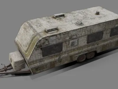 Abandoned Caravan  Low-poly 3D model