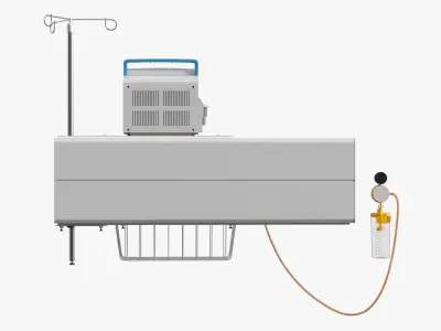 Hospital Bed Headwall System with Monitor and Suction Unit 3D model
