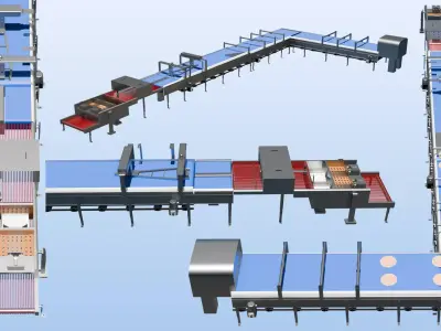 Industrial Food Processing Conveyor 3D model