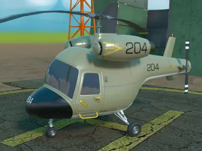 Rigged cartoon helicopter Low-poly 3D model
